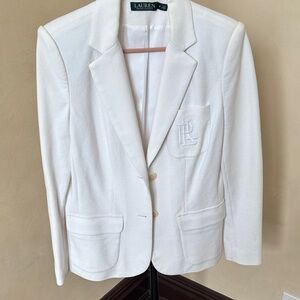 Ralph Lauren White Blazer with Embroidered Pocket